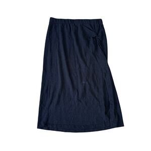MNK Black Knit 100% Cotton Side Slit Midi Skirt US Womens L